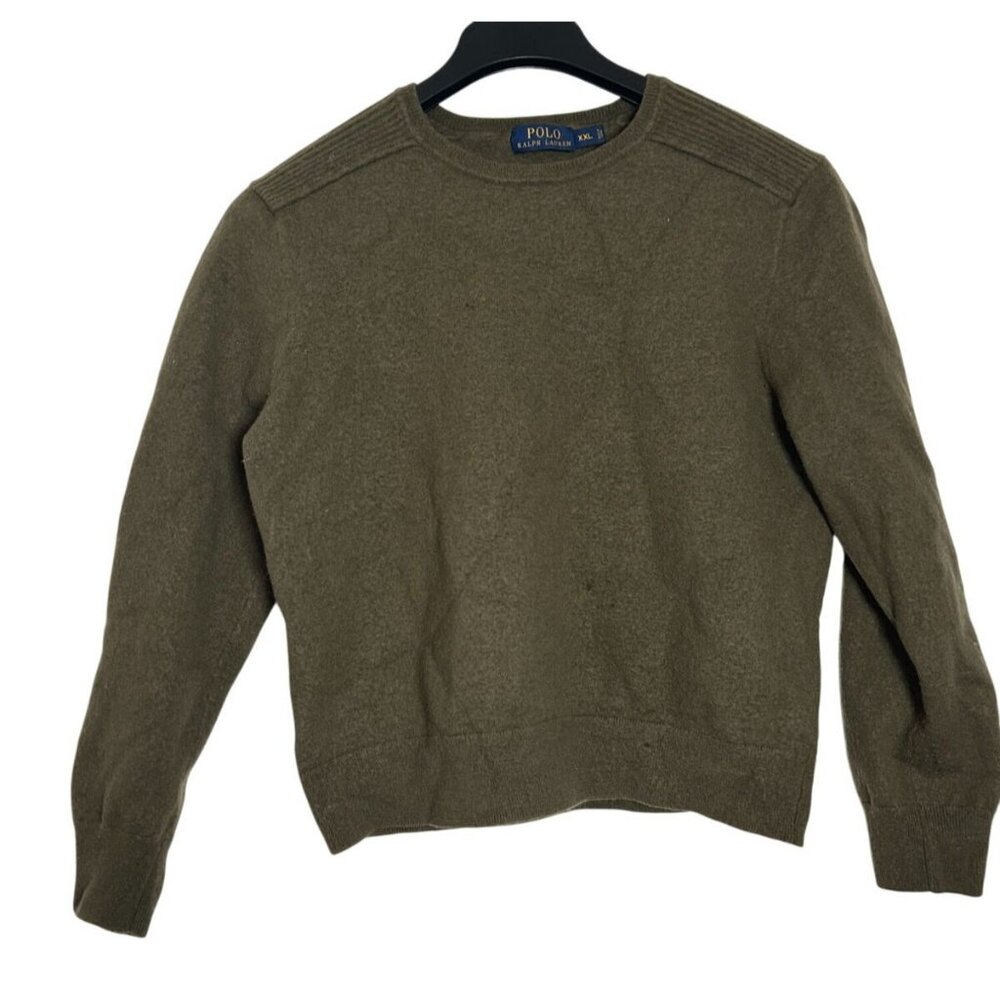 Polo Ralph Lauren  Boys XXL Olive Green 100% Wool Sweater